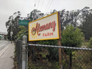 alemany farm sign at entrance to farm